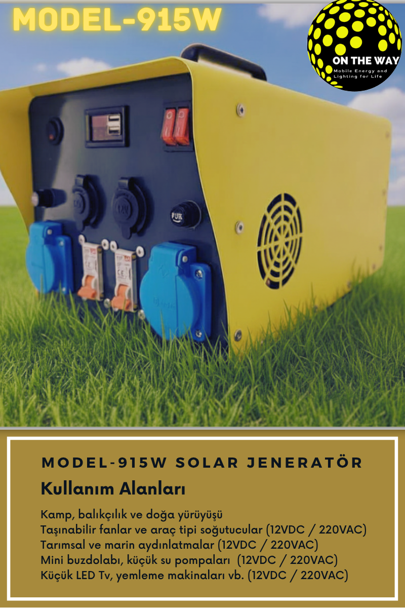 OTW Model 915W Taşınabilir Güç İstasyonu – LiFePO4 Bataryalı Solar Jeneratör